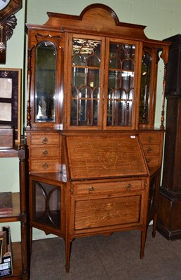 Lot 1383 - Edwardian inlaid bureau display cabinet