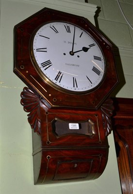 Lot 1385 - A mahogany drop dial striking wall clock, H Dixon, Salisbury, circa 1850, octagonal shaped case...