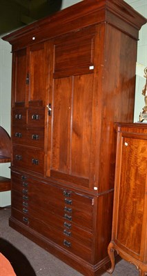 Lot 1398 - Edwardian walnut combination wardrobe