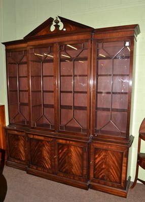 Lot 1400 - Reproduction mahogany breakfront bookcase