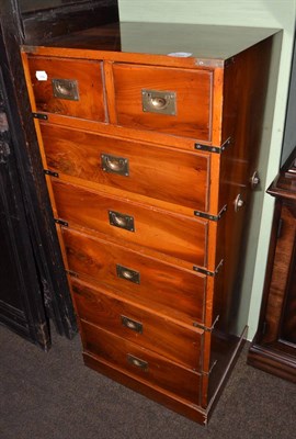 Lot 1401 - Reproduction yew wood and brass bound military chest