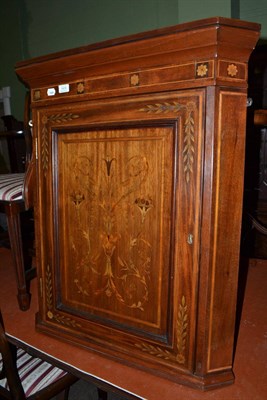 Lot 1414 - Mahogany and floral marquetry hanging corner cupboard