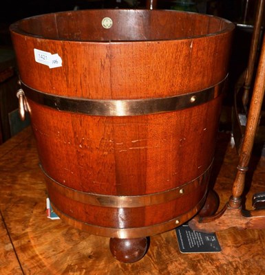 Lot 1421 - Mahogany and brass bound planter, bearing label R A Lister & Co Ltd Dursley England