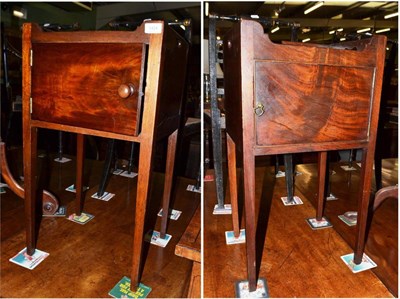 Lot 1424 - A matched pair of George III mahogany pot cupboards