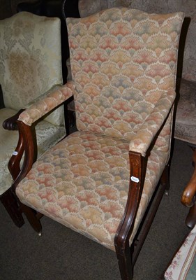 Lot 1454 - Oak framed library armchair, later recovered