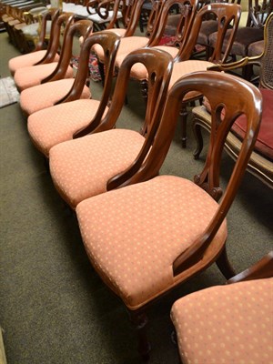 Lot 1462 - Set of nine Victorian balloon back dining chairs and a set of three similar examples