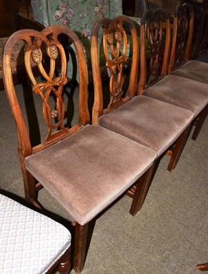 Lot 1478 - Four George III style mahogany dining chairs