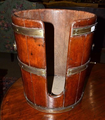 Lot 1487 - A George III mahogany and brass bound plate bucket, circa 1780, of staved construction, with...