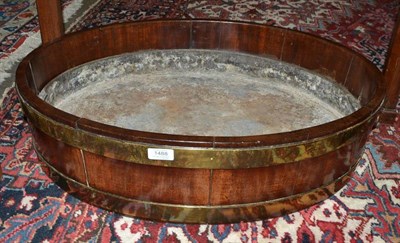 Lot 1488 - An 18th century oval brass banded mahogany cooler