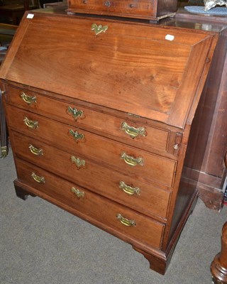 Lot 1499 - George III mahogany and oak lined bureau