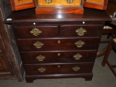 Lot 1506 - An 18th century mahogany five drawer chest with brushing slide, 86cm wide