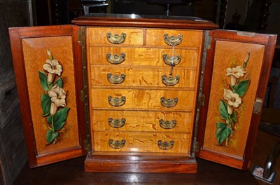 Lot 1507 - Collectors cabinet with painted satinwood interior