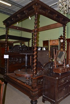 Lot 1516 - An impressive late 19th century walnut four poster bed of large proportions  Provenance:...