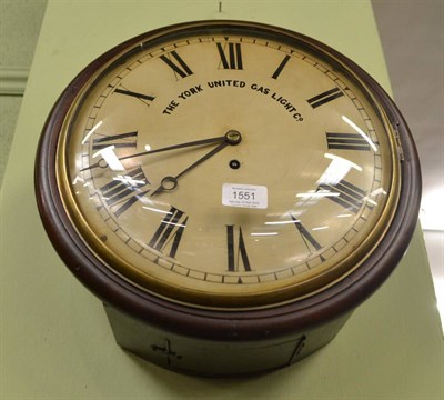 Lot 1551 - A single fusee wall timepiece, The York United gas light Co, circa 1880, side and bottom doors,...