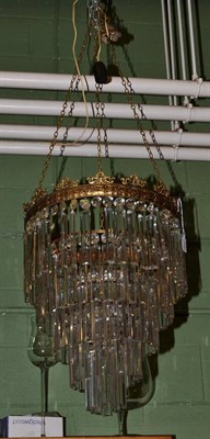 Lot 1572 - A gilt metal mounted bag shade hung with facetted buttons and drops 38cm diameter