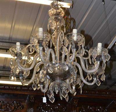 Lot 1579 - A cut glass eight branch chandelier (ex Trawsgoed Mansion)