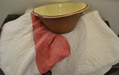 Lot 1623 - Two Durham quilts and a Victorian brown glazed bowl