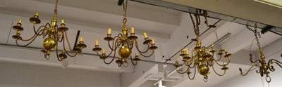 Lot 1650 - A pair of 17th century style Flemish style chandeliers, a larger example and a late 19th...