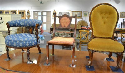 Lot 1670 - A late Victorian rosewood tub shaped armchair, a nursing chair and a Victorian high back chair...