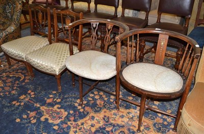 Lot 1675 - Pair of Edwardian tub chairs, nursing chair and two rosewood nursing chairs