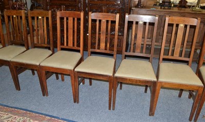 Lot 1683 - A set of ten oak dining chairs bearing Gillows stamps, some with number plaques Provenance:...