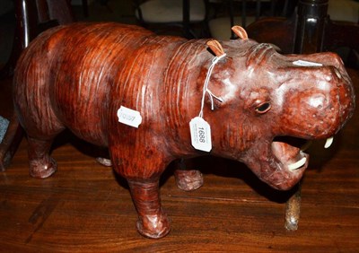 Lot 1688 - Leather hippopotamus footstool, possibly Liberty of London