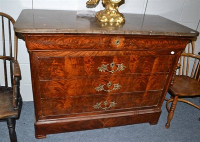 Lot 1703 - A 19th century German mahogany marble topped commode, 127cm wide