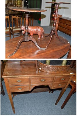 Lot 1715 - A mahogany side table on square chamfered legs, a George III style mahogany sideboard, an Edwardian