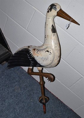 Lot 1723 - Painted metal weather vane in the form of a stork