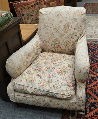 Lot 1730 - Victorian Howard style armchair with deep squab cushion