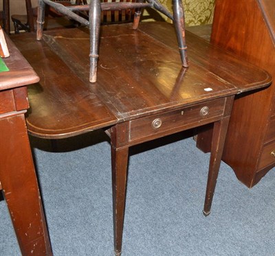 Lot 1735 - An Edwardian mahogany and satinwood banded bureau and a George III mahogany Pembroke table