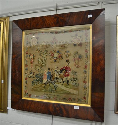 Lot 1736 - Large mid-19th century mahogany framed wool work picture worked by Mary Morrey depicting a...