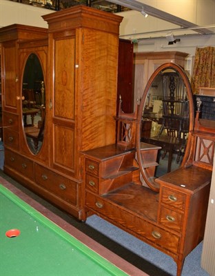 Lot 1740 - Late Victorian satinwood wardrobe and matching dressing table