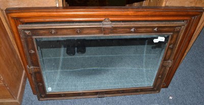 Lot 1755 - Hinged trunk, 1920's oak mirror, a Victorian mirror and an oak trestle dining table