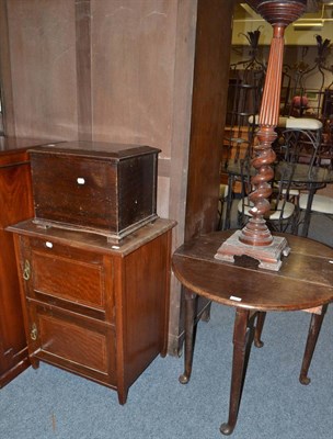 Lot 1764 - Mahogany coal box, Edwardian two door cabinet, a mahogany plant pedestal and an 18th century...