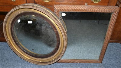 Lot 1766 - Oak mirror and a Regency convex mirror