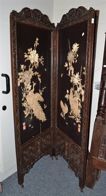 Lot 1786 - A late 19th/early 20th century Japanese two panel Shibayama screen