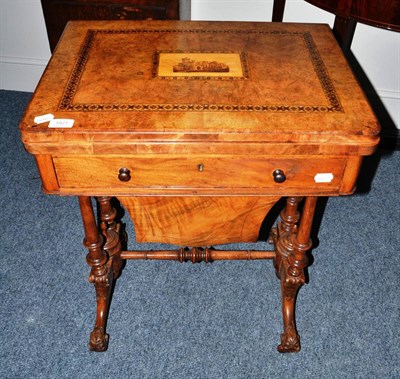 Lot 1821 - A Victorian walnut and parquetry decorated Tunbridge work table