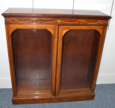 Lot 1829 - Mahogany and satinwood bookcase bearing label ";Edwards & Roberts"