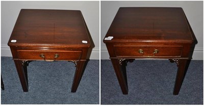 Lot 1840 - A pair of mahogany single drawer side tables