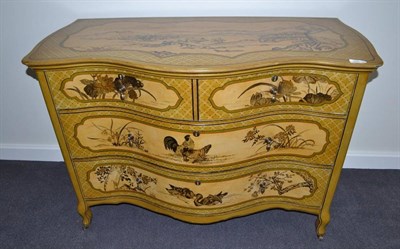 Lot 1853 - Painted serpentine chest, in the Chinese Chippendale manner