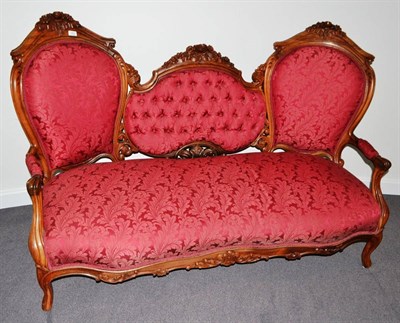 Lot 1856 - Victorian carved rosewood framed sofa