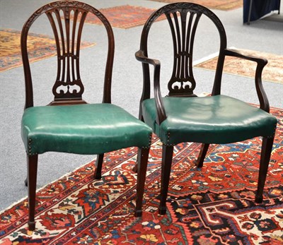 Lot 1889 - A set of eight mahogany dining chairs with green leather seats including two carvers