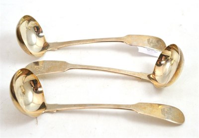 Lot 62 - Three Scottish silver sauce ladles