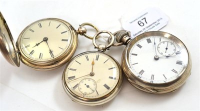 Lot 67 - Three silver pocket watches, signed John Harrison Liverpool, 1835, lever patented movement,...