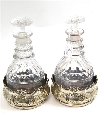 Lot 101 - A pair of Victorian silver plated bottle coasters, Roberts & Hall, Sheffield, circa 1850's,...