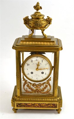 Lot 122 - A gilt brass four glass striking mantel clock, retailed by Le Roy & Fils, Paris, circa 1880,...