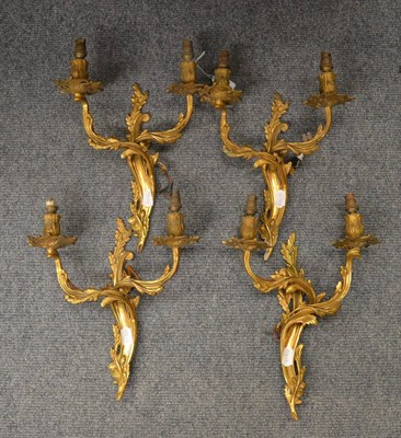 Lot 134 - Set of four French ormolu wall lights