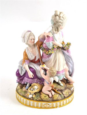 Lot 151 - Meissen porcelain figure group, late 19th/20th century, as a lady and companion with Cupid,...