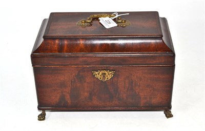 Lot 229 - A 19th century mahogany tea caddy raised on hairy claw and ball feet